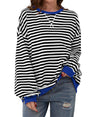 Oversized Striped Crew-Neck Sweatshirt - Holly