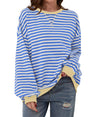 Oversized Striped Crew-Neck Sweatshirt - Holly