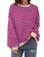 Oversized Striped Crew-Neck Sweatshirt - Holly