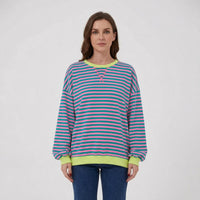 Oversized Striped Crew-Neck Sweatshirt - Holly