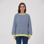 Oversized Striped Crew-Neck Sweatshirt - Holly