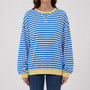 Oversized Striped Crew-Neck Sweatshirt - Holly