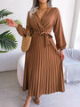 Pleated Maxi Dress With Lantern Sleeves - Ashley