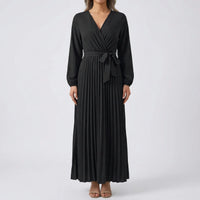 Pleated Maxi Dress With Lantern Sleeves - Ashley