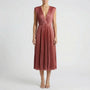 Pleated Midi Dress With V-Neckline - Sandy