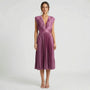 Pleated Midi Dress With V-Neckline - Sandy