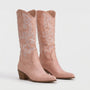 Pointed Toe Block Heel Cowboy Boot - Brandy