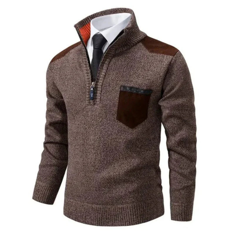 Herren Pullover mit Edge-Zipper-Neck und langem Arm – Cedric