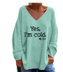 Damen Oversize-Pullover mit V-Ausschnitt & Muster – Alenia