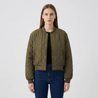 Quilted Cropped Bomber Jacket - Marcella