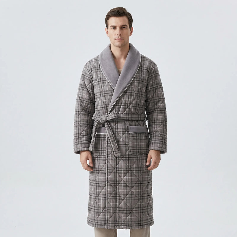 Quilted Three-Layer Long Dressing Gown - Wade