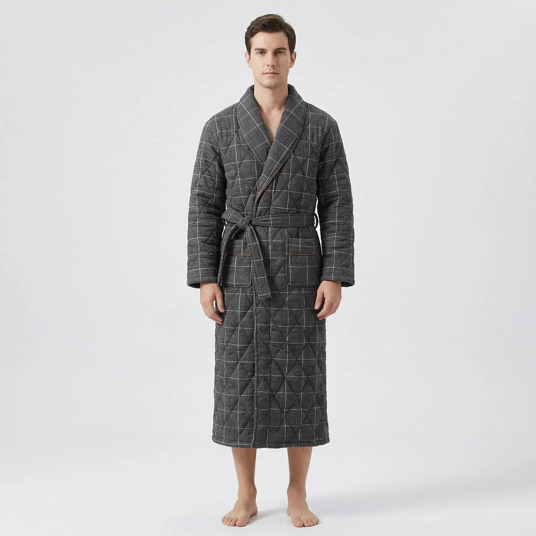 Quilted Three-Layer Long Dressing Gown - Wade