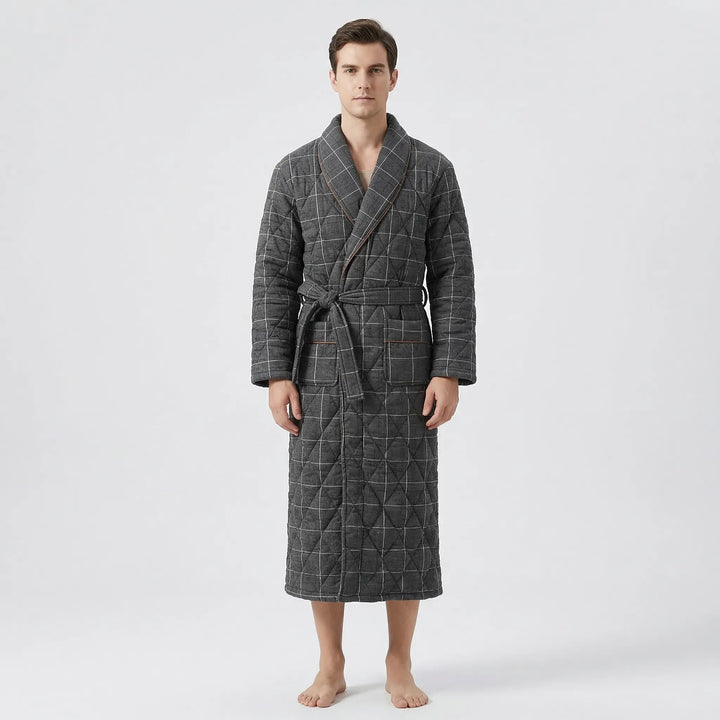 Quilted Three-Layer Long Dressing Gown - Wade