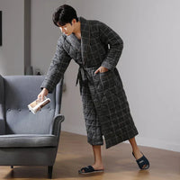 Quilted Three-Layer Long Dressing Gown - Wade