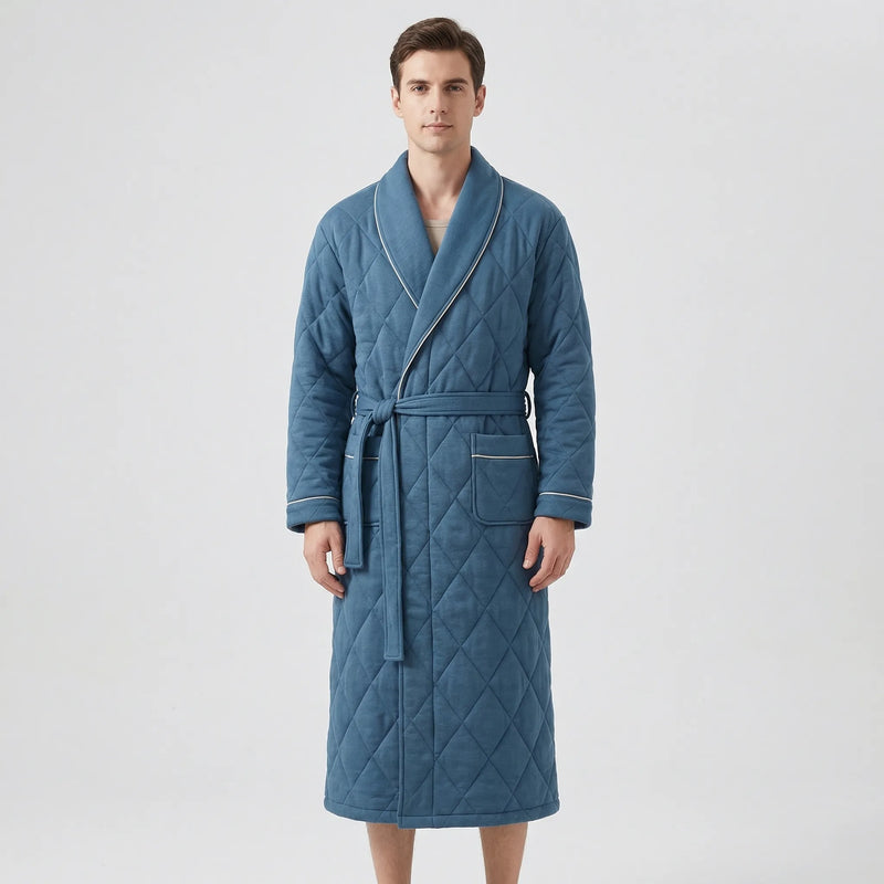 Quilted Three-Layer Long Dressing Gown - Wade