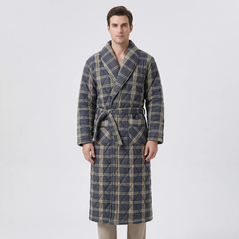 Quilted Three-Layer Long Dressing Gown - Wade