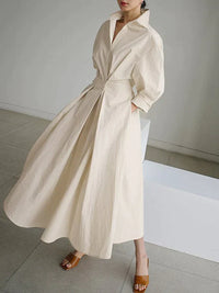 Retro Collar Belted A-Line Dress - Kendra