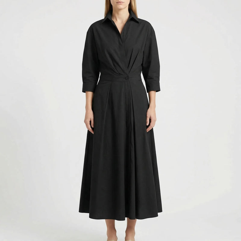 Retro Collar Belted A-Line Dress - Kendra