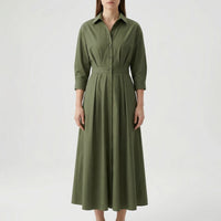 Retro Collar Belted A-Line Dress - Kendra