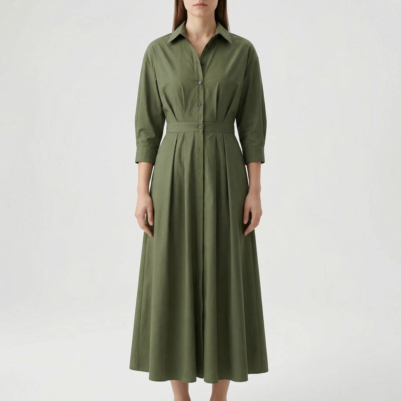 Retro Collar Belted A-Line Dress - Kendra