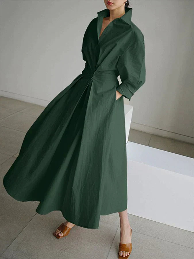 Retro Collar Belted A-Line Dress - Kendra