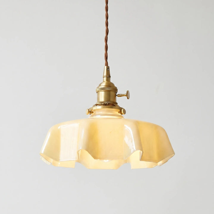 Retro French-Style Pendant Lamp With Scalloped Shade -  Lumettis