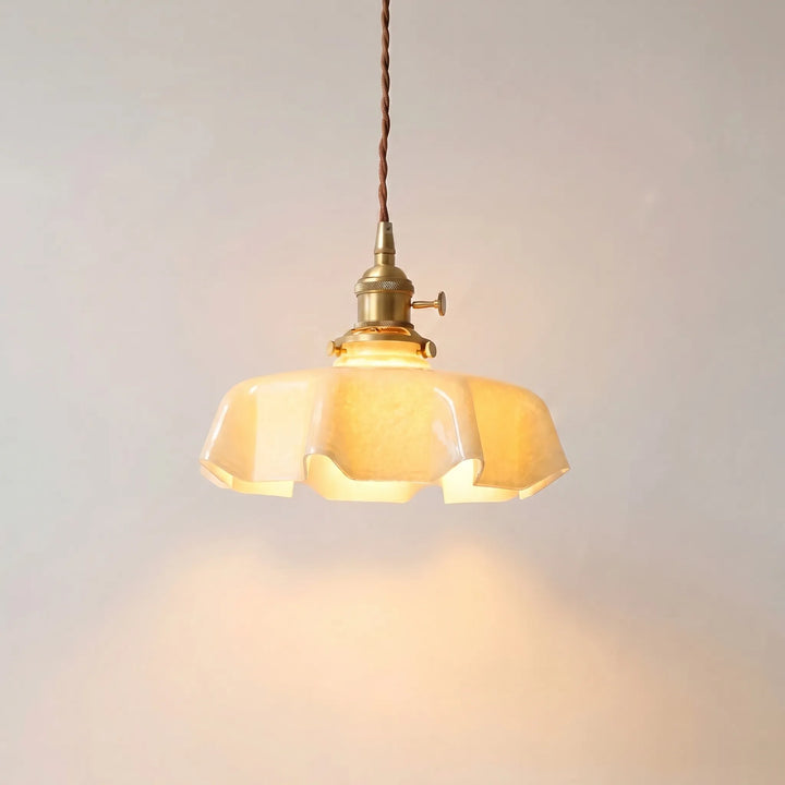 Retro French-Style Pendant Lamp With Scalloped Shade -  Lumettis