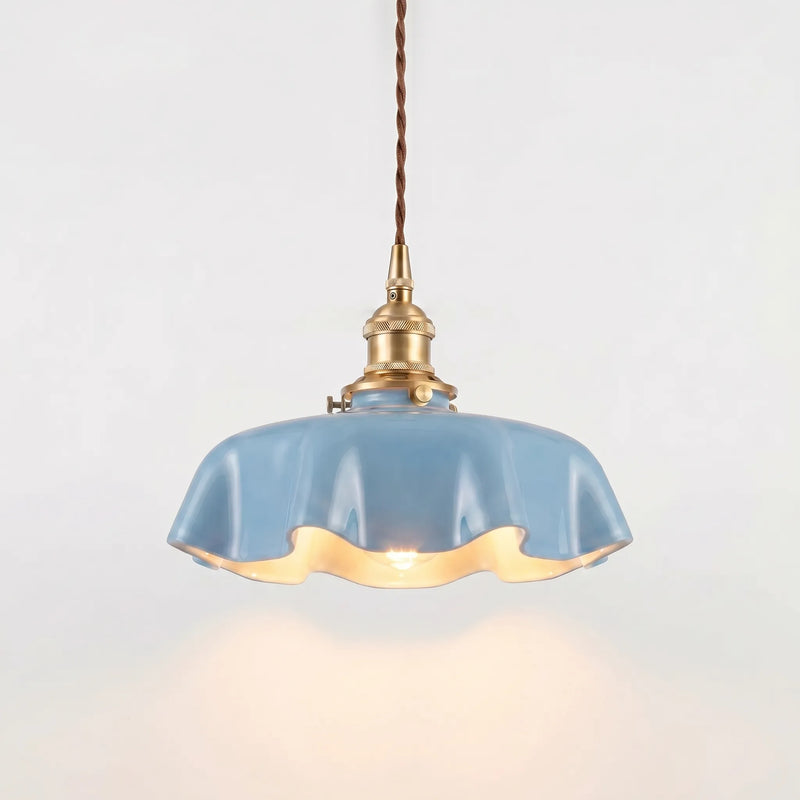 Retro French-Style Pendant Lamp With Scalloped Shade -  Lumettis