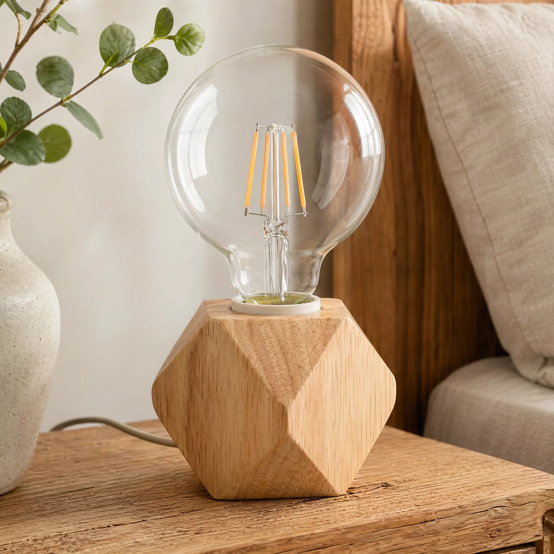 Retro Geometric Wooden Lamp Base -  Lumvorra