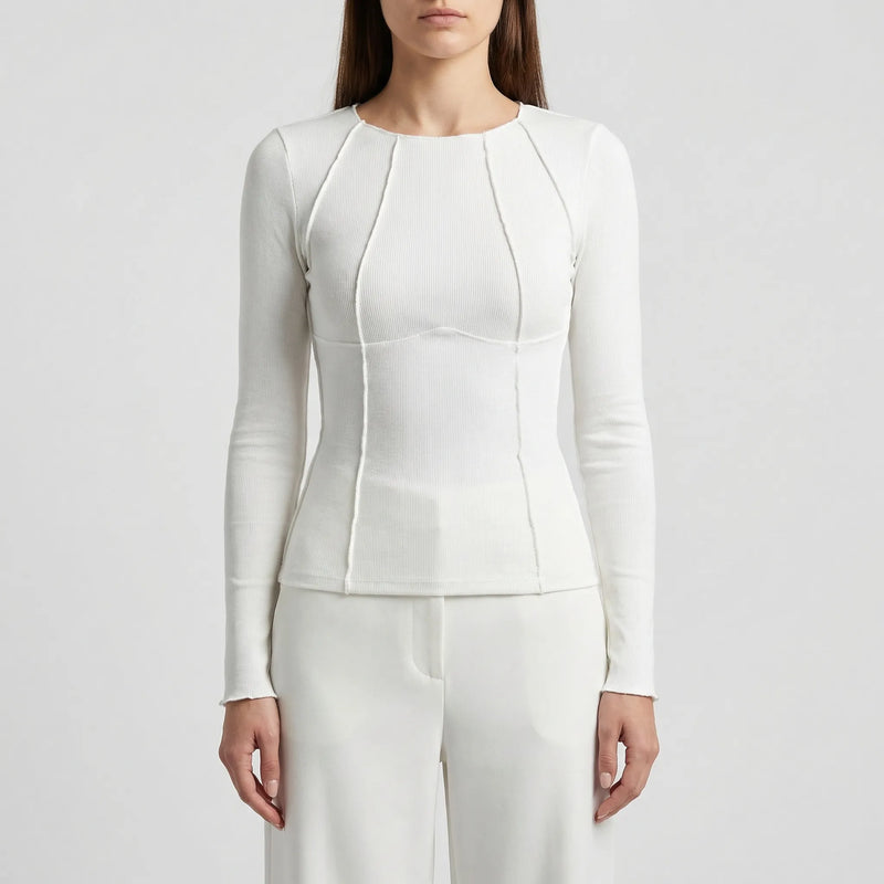 Ribbed Fitted Long Sleeve Crop Top - Kimberly