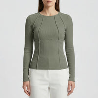 Ribbed Fitted Long Sleeve Crop Top - Kimberly