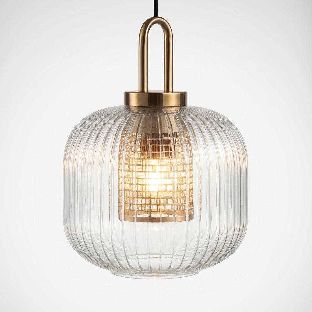 Ribbed Glass Pendant Ceiling Light -  Striolight