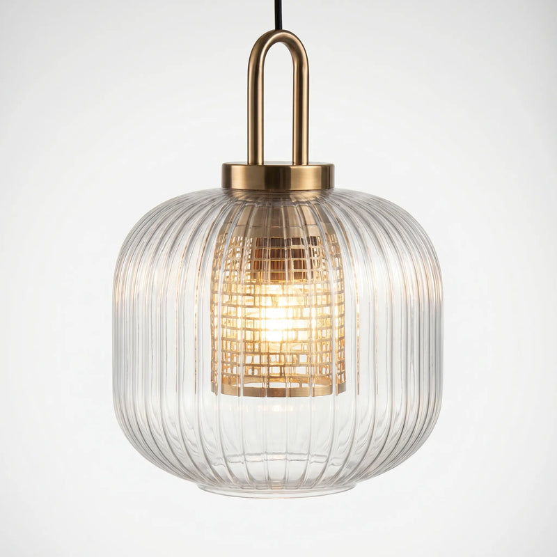 Ribbed Glass Pendant Ceiling Light -  Striolight