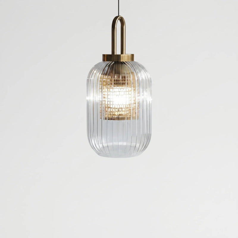 Ribbed Glass Pendant Ceiling Light -  Striolight