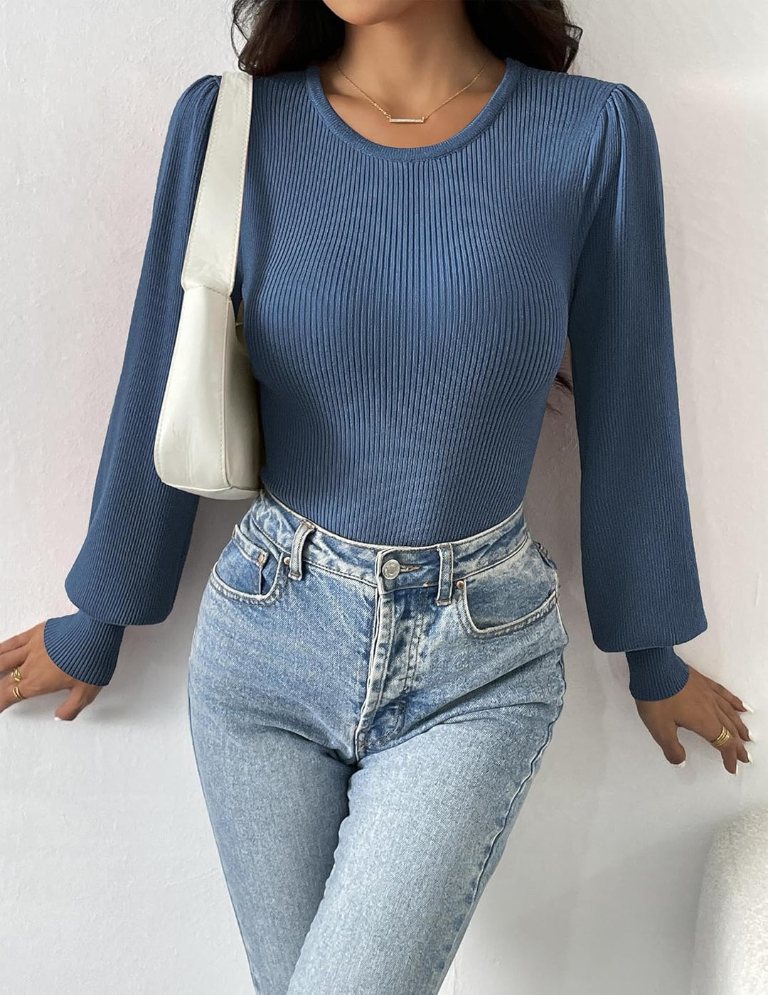Ribbed Long-Sleeve Fitted Bodysuit - Lorena