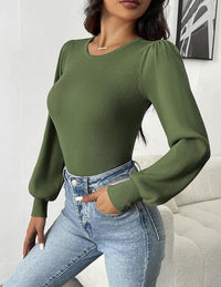 Ribbed Long-Sleeve Fitted Bodysuit - Lorena