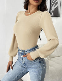 Ribbed Long-Sleeve Fitted Bodysuit - Lorena