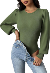 Ribbed Long-Sleeve Fitted Bodysuit - Lorena