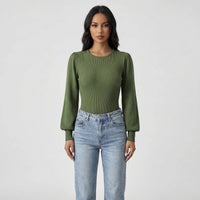 Ribbed Long-Sleeve Fitted Bodysuit - Lorena