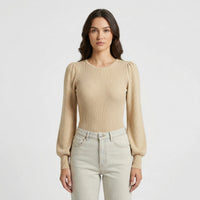 Ribbed Long-Sleeve Fitted Bodysuit - Lorena