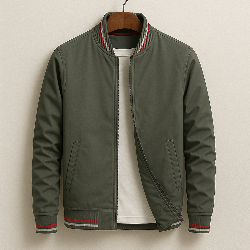 Ribbed Trim Men's Bomber Jacket - Virgil