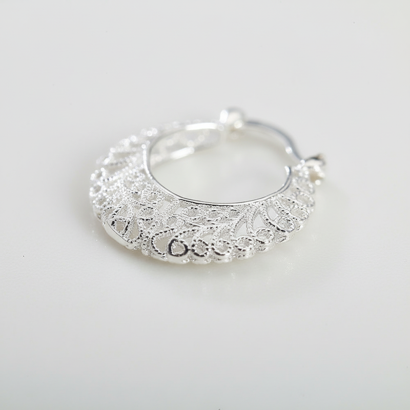 Runde Creolen Aus Silber - FlowerHoop 