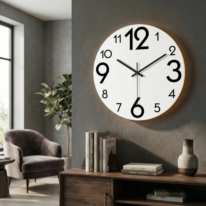 Runde, Moderne Wanduhr - LuminaraClock