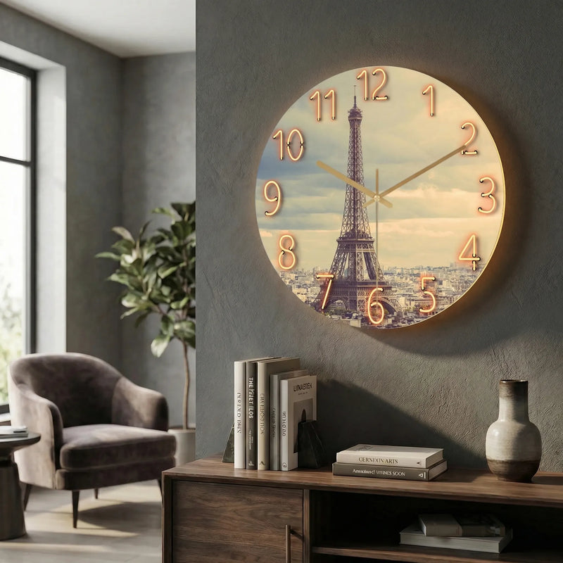 Runde, Moderne Wanduhr - LuminaraClock
