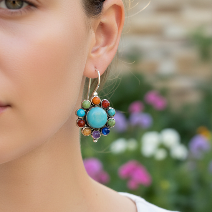Runde Ohrringe Mit Details - TurquoiseBliss 