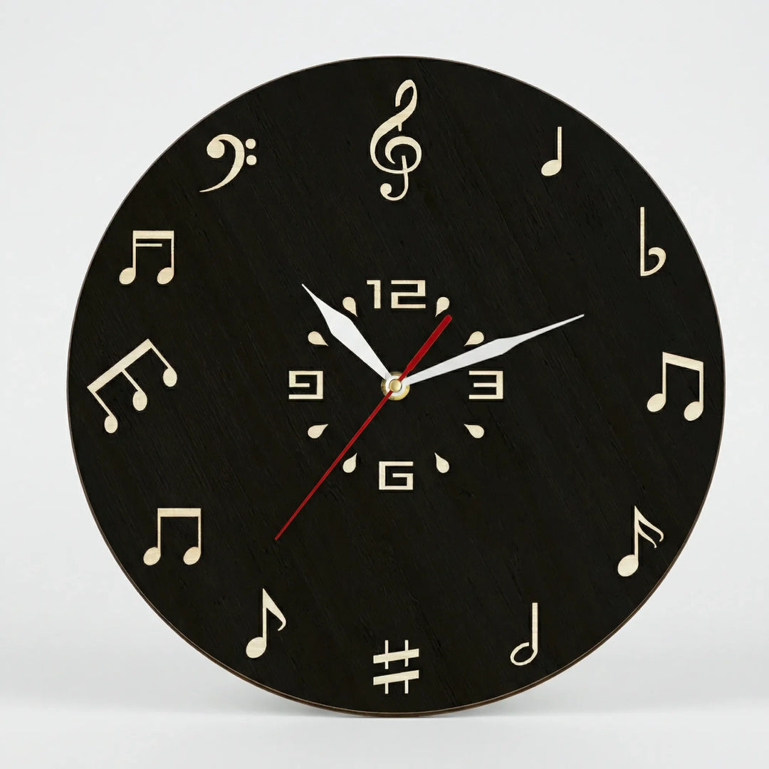 Runde Wanduhr Mit Notenmotiv - Melodiqueo