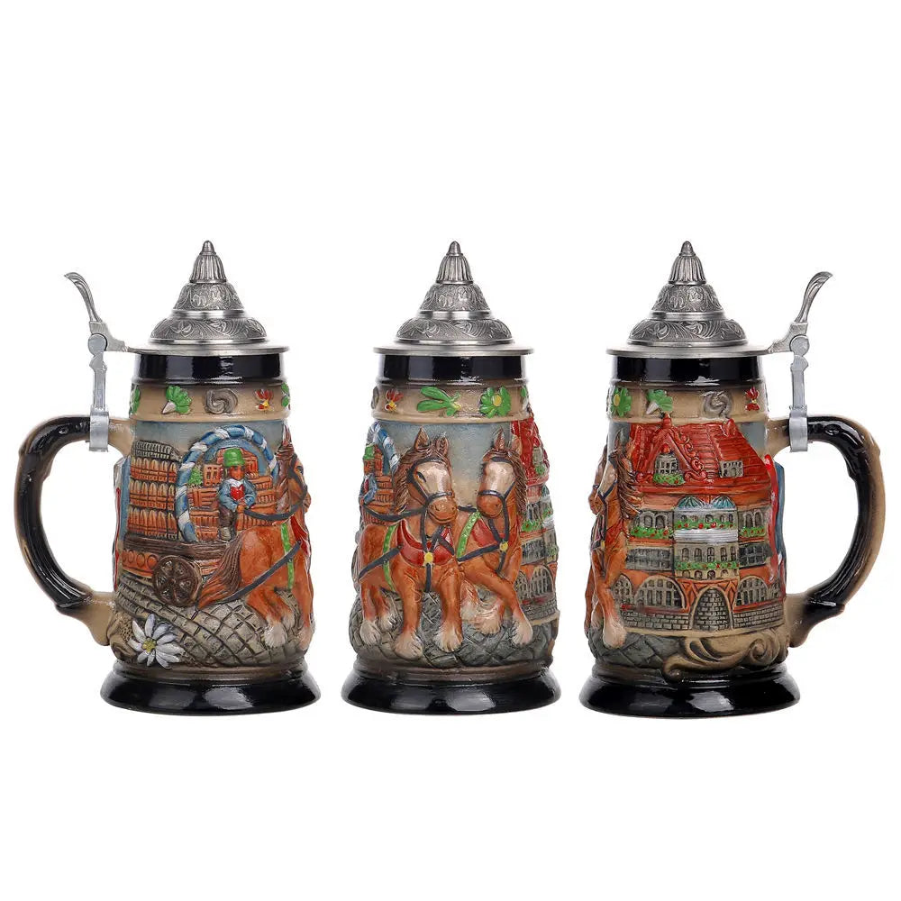 Bierkrug mit Relief & Zinndeckel (0,8 L) – GaudiKrug Oktoberfest 2026