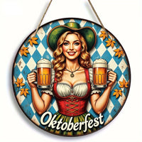 Runde Wanddeko „Oktoberfest-Madl“ (20 cm) – BierMaid Art Oktoberfest 2026