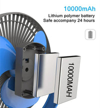 Tragbarer USB-Akku-Lüfter mit 10000mAh Batterie & Clip – Zephyr