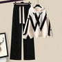 Damen Zweiteilige Herbst Set mit Strickpullover und weiter Hose – Selina